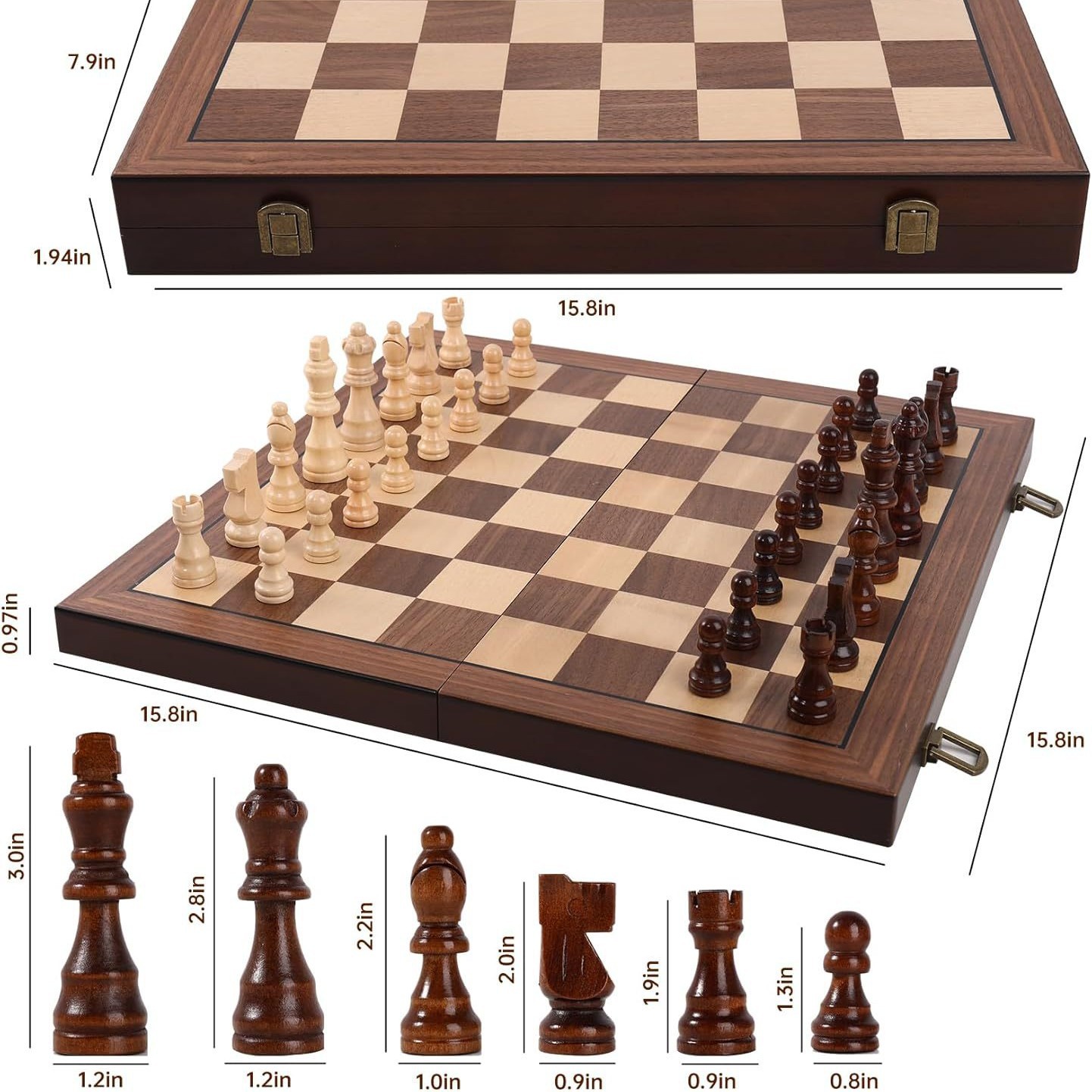Chess Set Wooden - Wooden Veneer Chess Set, Walnut Skin