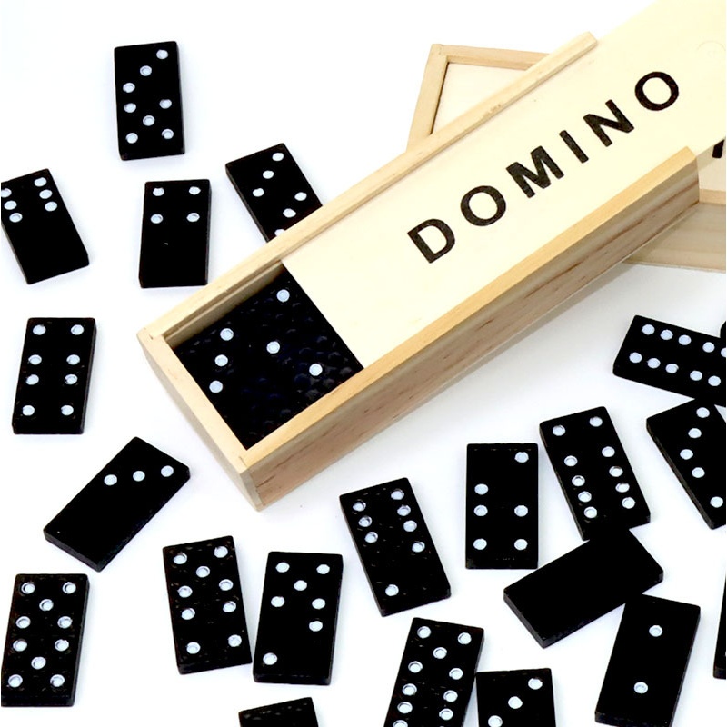 Board Game Monopoli - 28 Pieces Of Black Dominoes Wooden