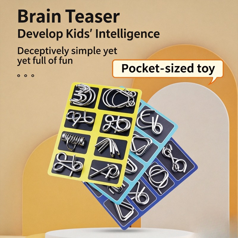 Board Game Education - 8 Pieces Metal Puzzle Set Classic