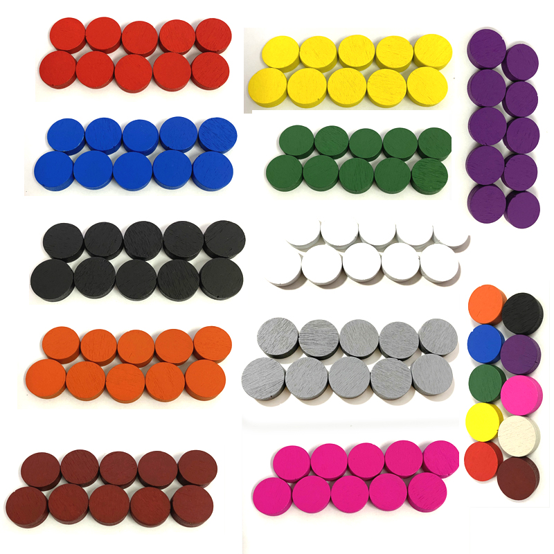 Board Game Impostor - 50pieces 15*5MM 11 Colors Wooden Disk