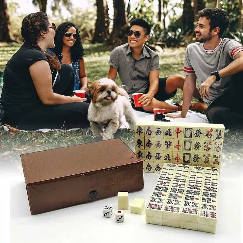 Board Game Mahjong - Chinese Mahjong Game Set 144 White