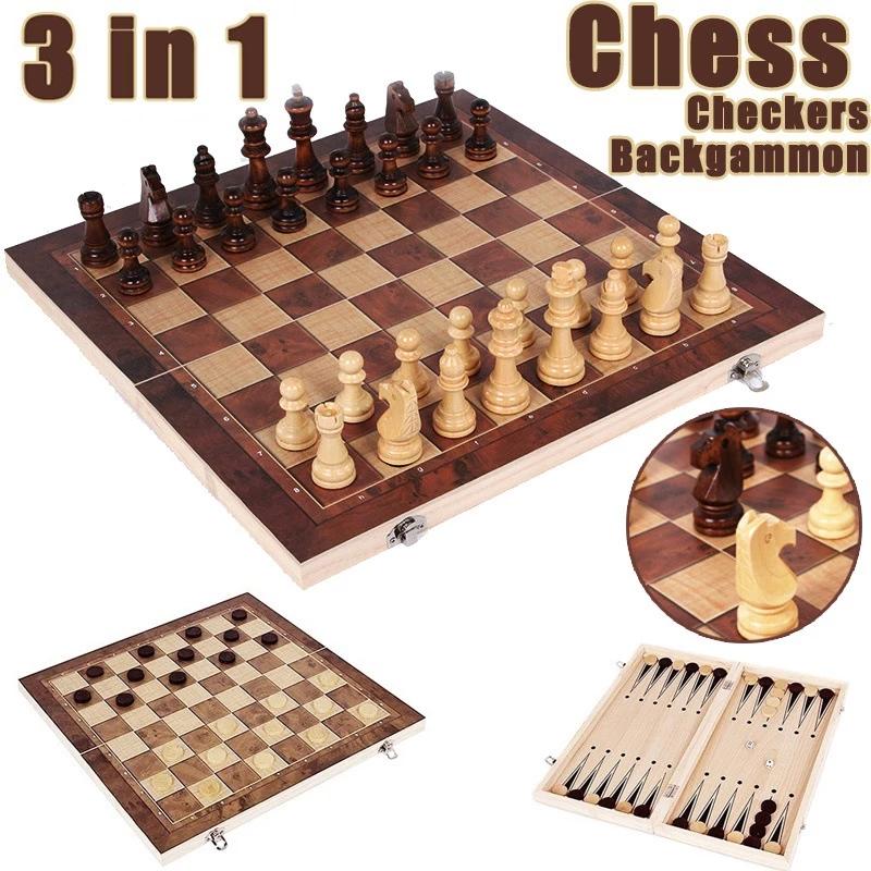 3 in 1 Chess Board, Folding Wo - Magnetic Travel Chess 评论和价格