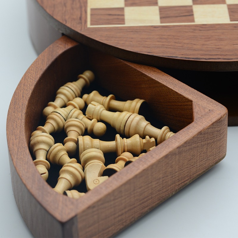 Round Solid Wood Magnetic Ches - Magnetic Travel Chess 评论和价格