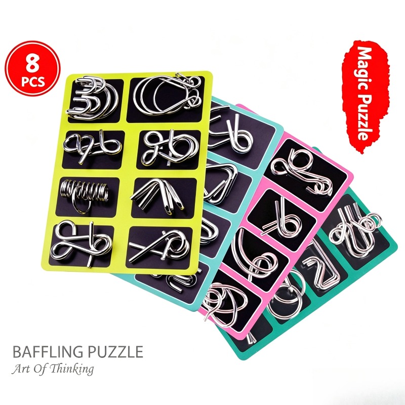 8 Pieces Metal Puzzle Set Clas - Board Game Education 评论和价格