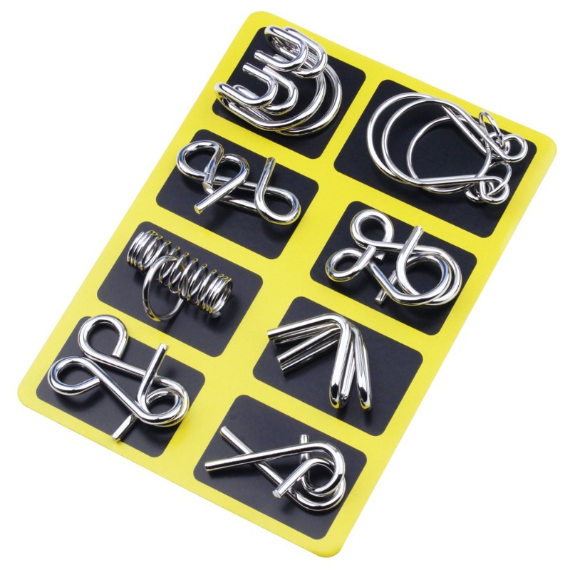 8 Pieces Metal Puzzle Set Clas - Board Game Education 评论和价格