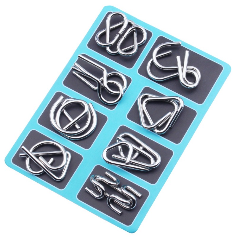 8 Pieces Metal Puzzle Set Clas - Board Game Education 评论和价格