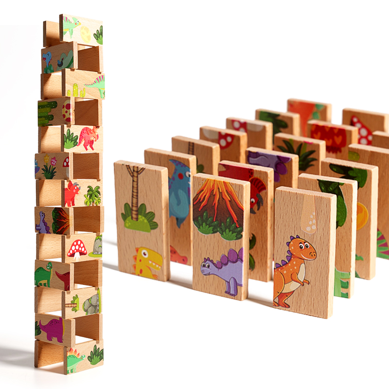 Wooden Dinosaur Domino Matchin - Board Game Monopoli 评论和价格