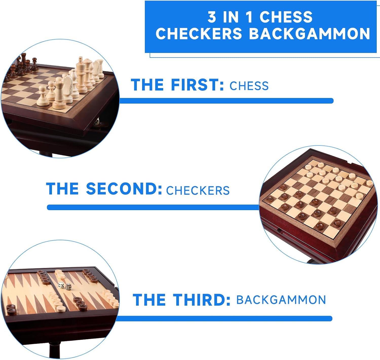 3-in-1 Chess Checkers Backgamm - Board Game Vault 评论和价格