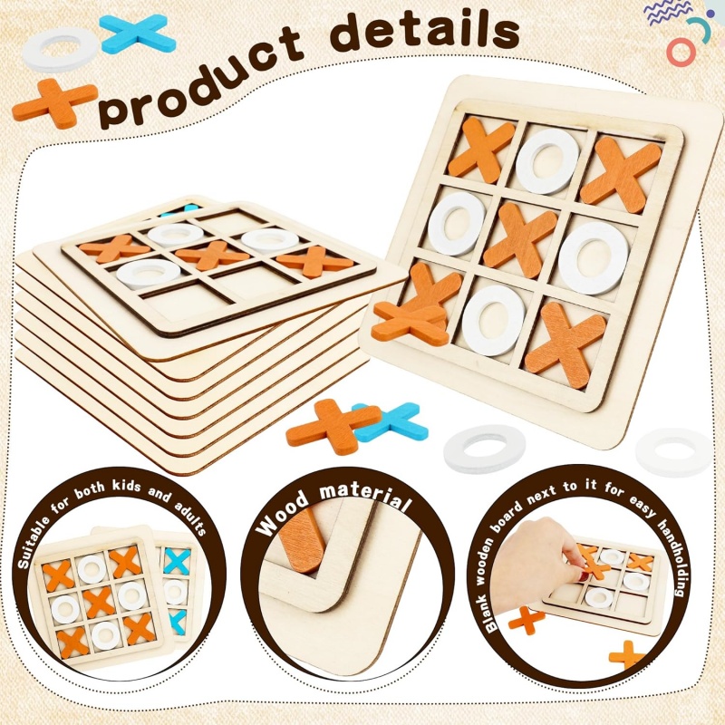 Wooden Tic Tac Toe Games Puzzl - Board Game Template 评论和价格