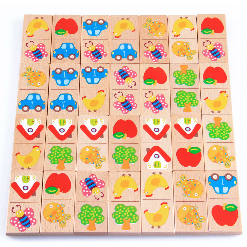 28pcs Baby Wooden Domino Block - Board Game Monopoli 评论和价格